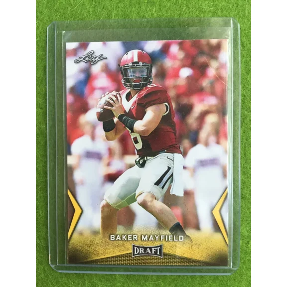 BAKER MAYFIELD ROOKIE CARD RC OKLAHOMA JERSEY #6 BROWNS 2018 Leaf Draft GOLD #07
