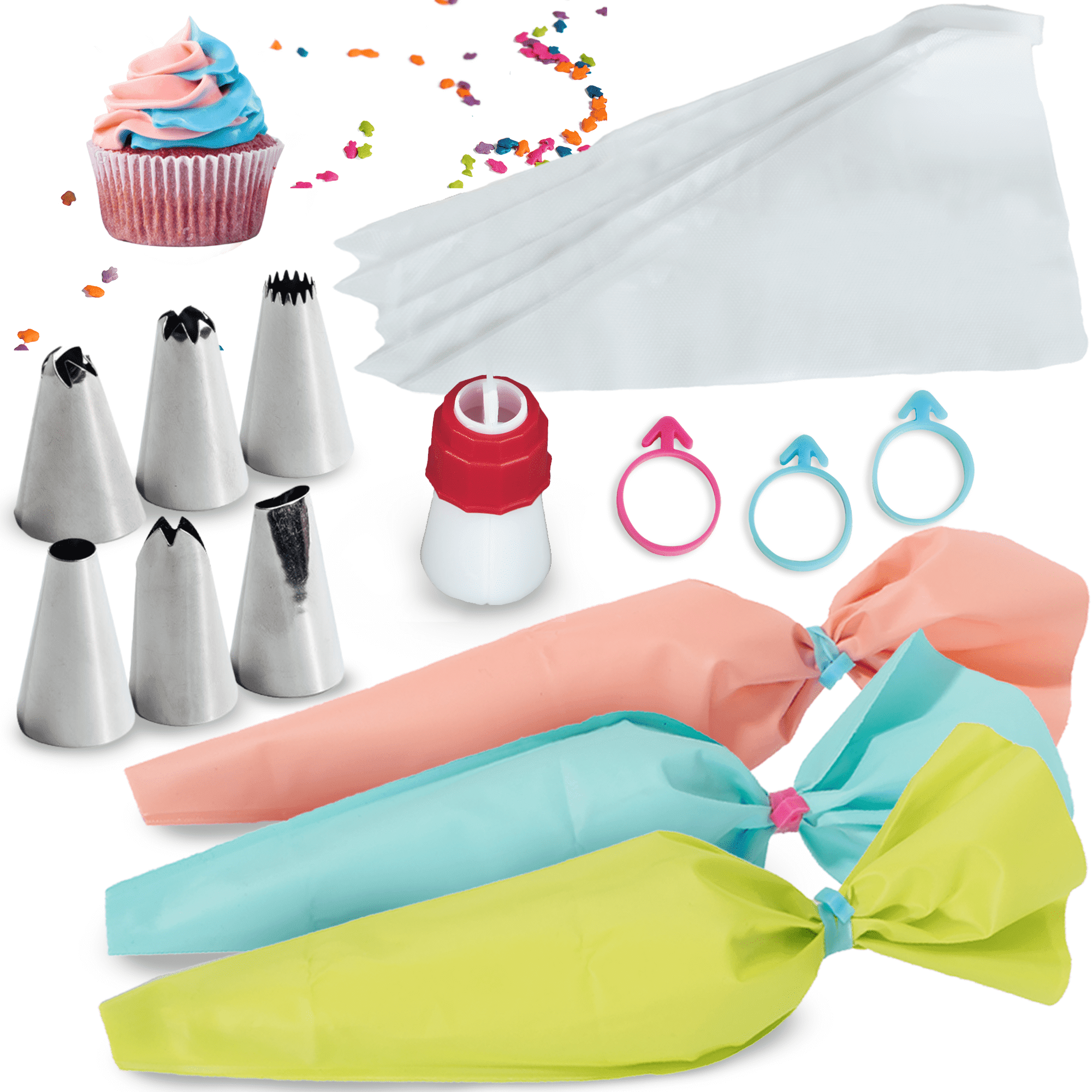 BAKETIVITY Frosting Piping Bags and Tips Set for Decorating Cakes