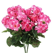 BAKIBO 2 Pcs Artificial Geraniums Outdoor Silk Flowers Pink Artificial Geranium Bush Faux Flowers Geraniums for Floral Home Decor Indoor Garden Patio Grave Cemetary Vase Table Centerpiece