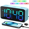 thumbnail image 1 of BAKIBO Extra Loud Alarm Clock for Heavy Sleepers, 6.3" Digital Bedroom Clock with 15 Dynamic RGB Colors, 7-Color Night Light, Dual Alarms, USB Charger Ports for Kids Adults Teens, Blue, 1 of 8