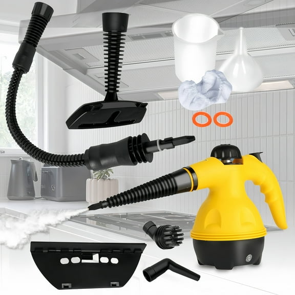 BAKIBO Handheld Pressurized Steam Cleaner- Multi- Purpose Steamer with 11-Piece Accessories Steam Cleaning Machine for Stain Removal, Curtains, Car Seats, Floor, Window (US Plug)