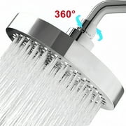BAKIBO High Pressure Shower Head, 6" Luxury Modern Showerhead, Leakproof Fixed Shower Heads with Angle-Adjustable Swivel Ball, Removable Restrictor, Easy Installation