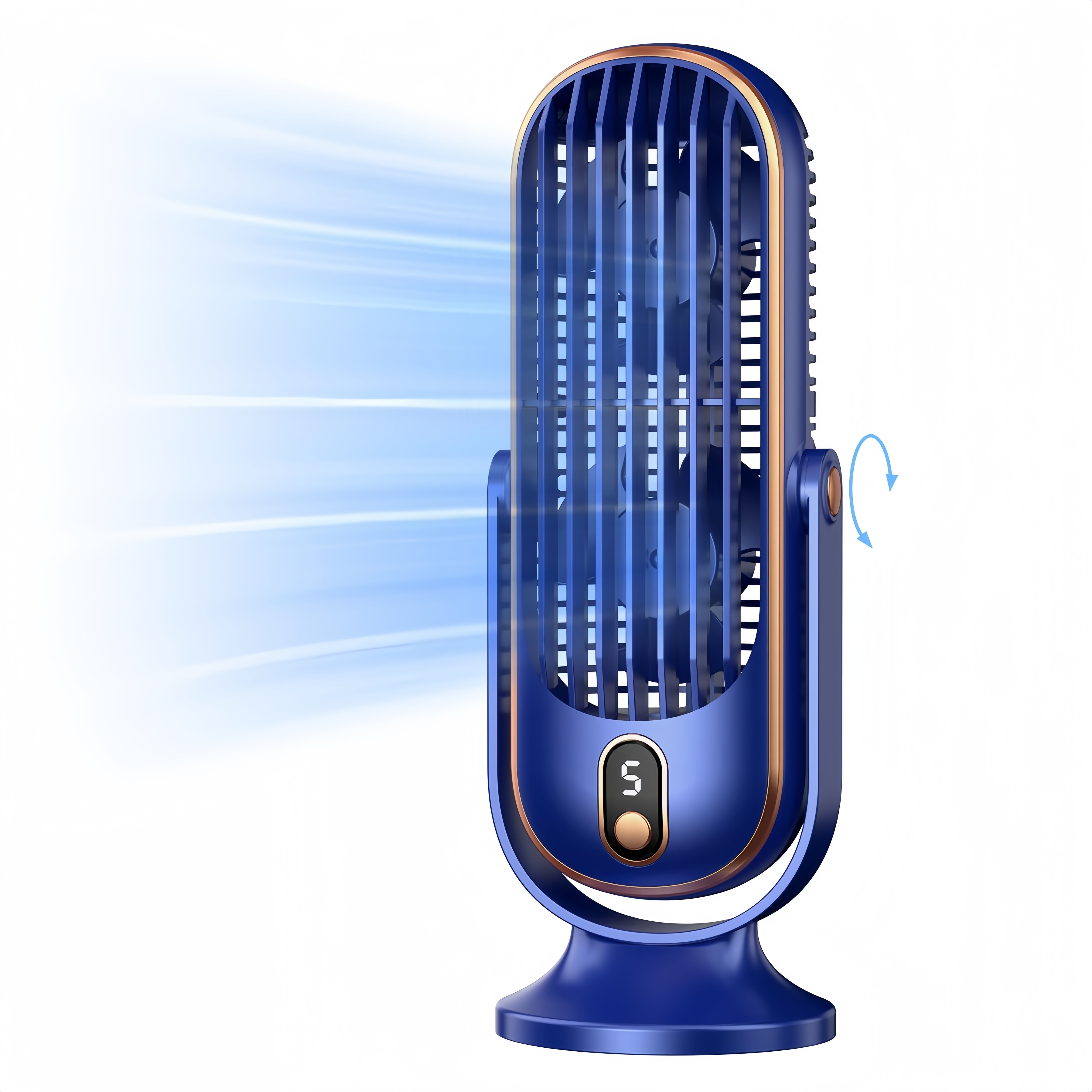 BAKIBO Portable Air Conditioner Fan, Tower Fan Portable Desk Fan with 4000m Dual Motor, 10" Air Cooler, 5-speed Air Cooling Fan 720 ° Surround Air Blower, Office, Tourism, Camping, Outdoor USB Fan