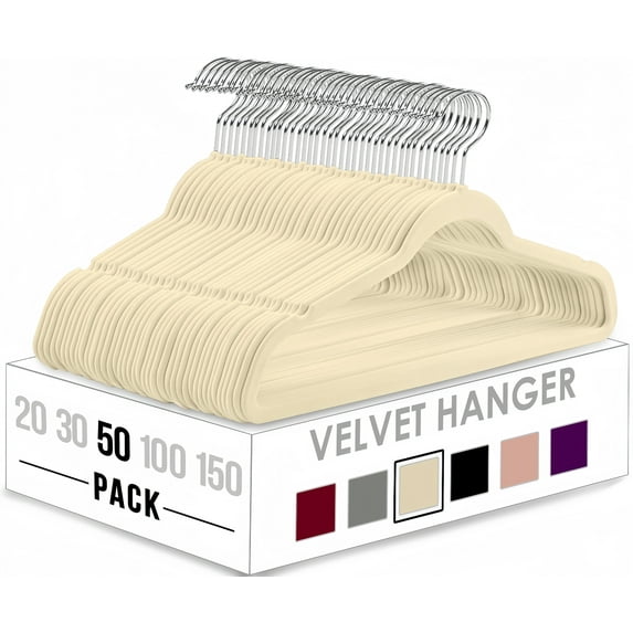 BAKIBO Premium Velvet Hangers 50 Pack, Ultra Thin Black Suit Hangers Non Slip, Heavy Duty Clothes Hangers for Closet, Shirt Pants, Hook Swivel 360 Degree