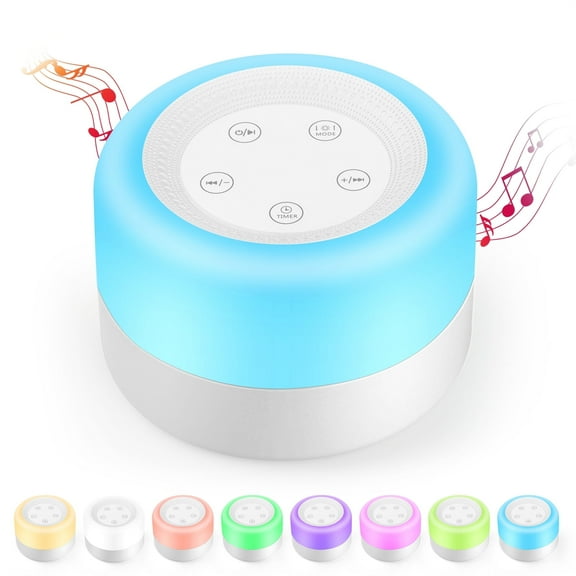 BAKIBO White Noise Machine for Sleeping, 8 Colors Night Light and 12 Soothing Sounds
