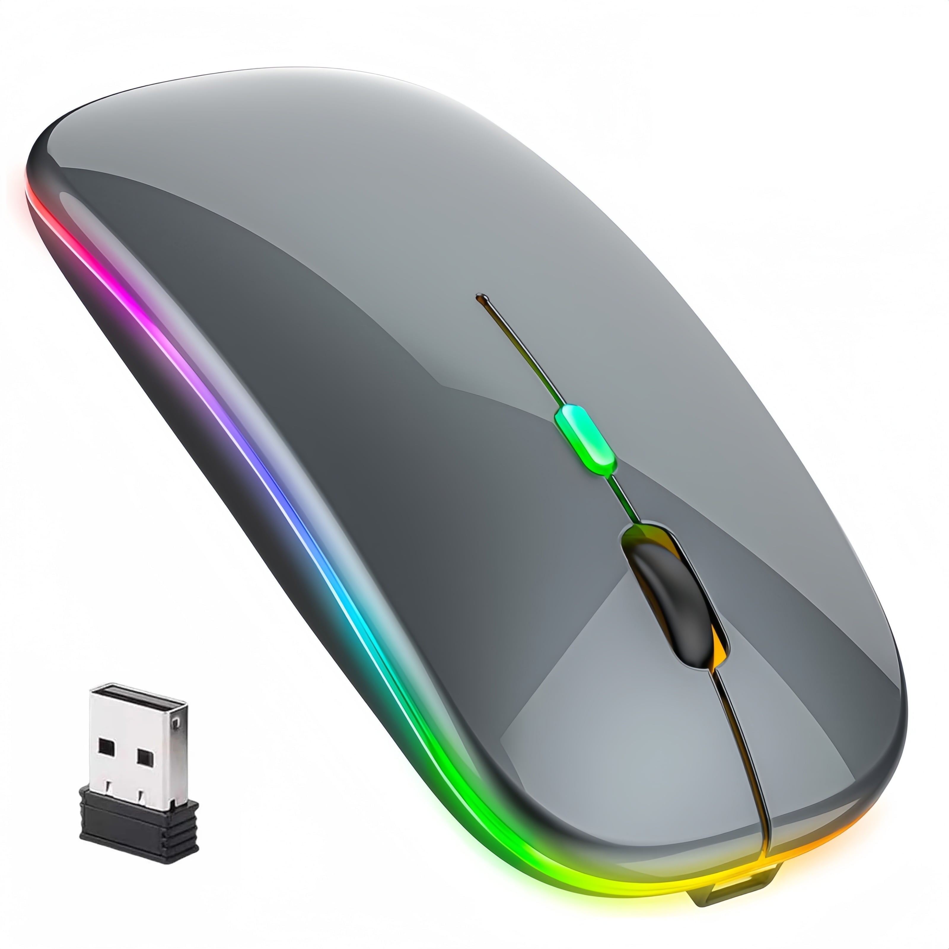 BAKIBO Wireless Mouse, LED Rechargeable Laptop Mouse, Portable Office ...