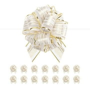 BAKIPACK 15 White Gift Bows Large, 6 inches, Gift Pull Bows for Presents, Gift Bows Bulk for Baskets