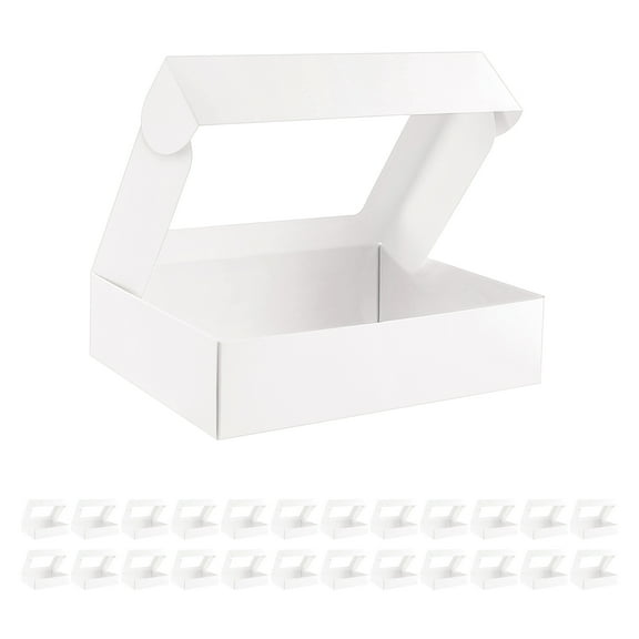 BAKIPACK 25 Cookies Boxes, White Bakery Boxes, Strawberries Boxes with Window, 10x8x2.5 inches