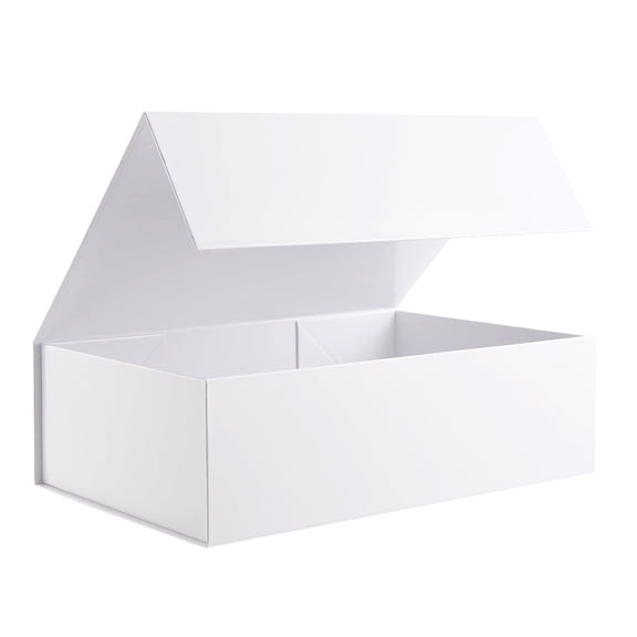 BAKIPACK Gift Box, 13.5x9x4.1 inches, Large White Magnetic Gift Box with Lid for Wedding, Party