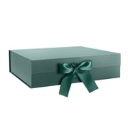 BAKIPACK Gift Box with Ribbon, 13x9.7x3.4 inch Green Large Gift Box with Magnetic Lid for Present