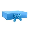 thumbnail image 1 of BAKIPACK Large Blue Gift Box with Ribbon, Magnetic Lid for Groomsmen Box, 13x9.7x3.4 inches, 1 of 7