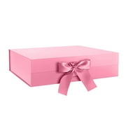 BAKIPACK Large Gift Box with Ribbon, Pink Gift Box with Magnetic Lid for Gift, 13x9.7x3.4 inches
