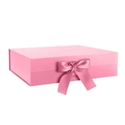 BAKIPACK Large Gift Box with Ribbon for Mothers Day, Pink Gift Box with Magnetic Lid for Gift, 13x9.7x3.4 inches
