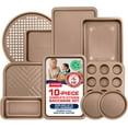 thumbnail image 1 of Bakken- Swiss 10-Piece Kitchen Baking Pan Set - Commercial Grade Carbon Steel Bakeware with Nonstick Coating, Stackable and Space-Saving Design, Oven Safe Tray (up to 450°F), Brown, 1 of 7