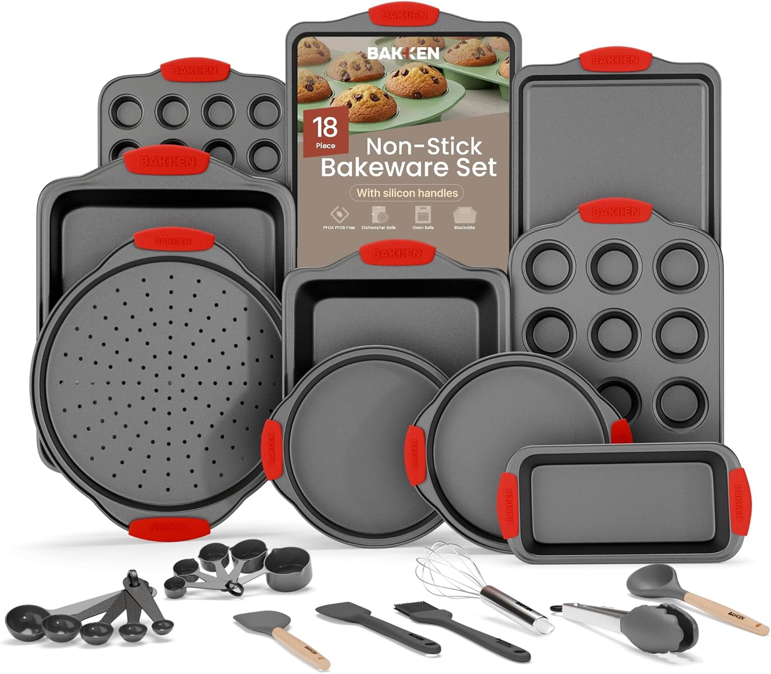 BAKKEN 18-Pc Baking Pan Set - Nonstick Coating - Oven Safe - Walmart.com