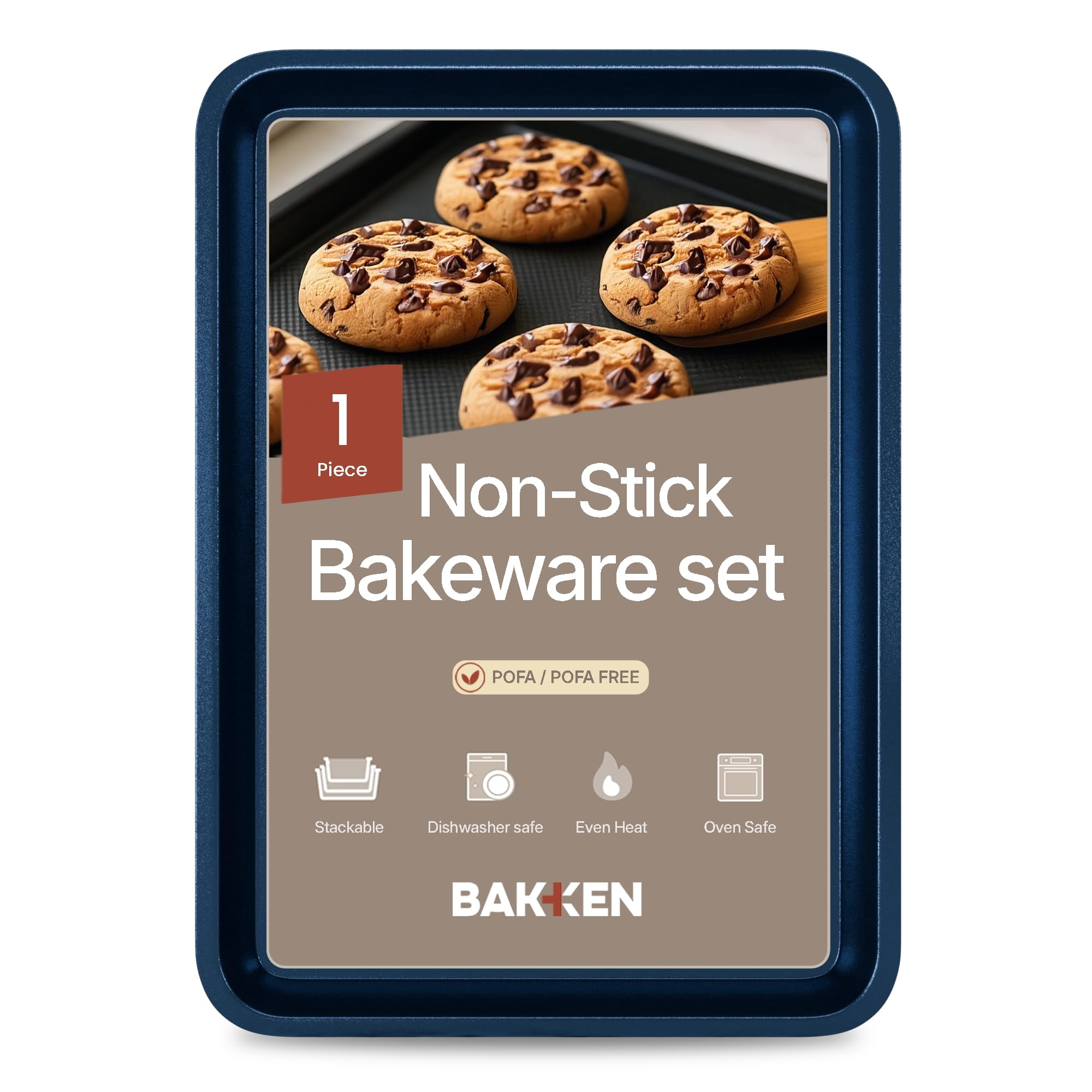 BAKKEN Baking Pans - Nonstick Blue Coating, 13.58’’ × 9.65’’ Commercial Grade Carbon Steel Cookie Sheet, Diamond Texture Bottom, Oven Safe 450°F