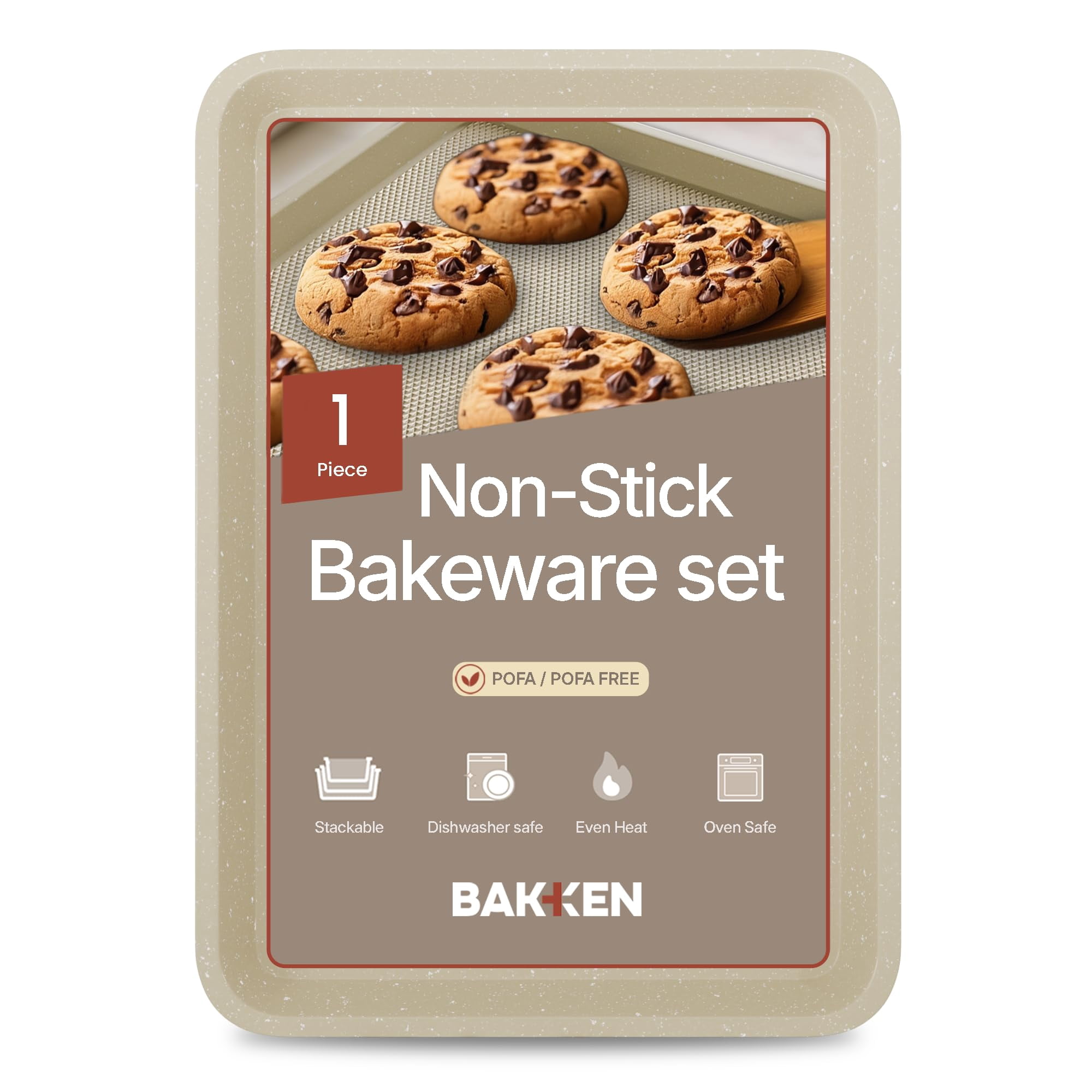 Bakken Baking Pans - Nonstick Coating, 13.58’’ × 9.65’’ Carbon Steel Cookie Sheet, Diamond Texture Bottom, Oven Safe 450°F, White Marble