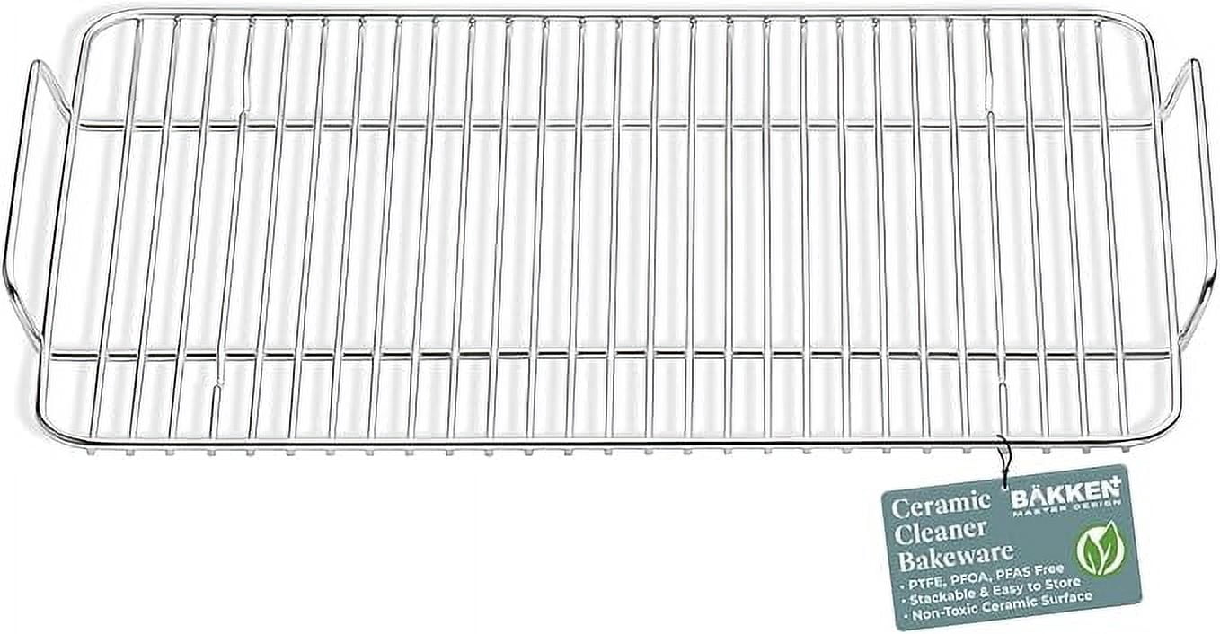 BAKKEN SWISS Stainless Steel Cooling Rack 14.6x10" - Heavy-Duty, Non-Toxic, Durable Quality, Proper Size for Sheet Pan - Food Grade SS304, Dishwasher Safe, Easy Clean