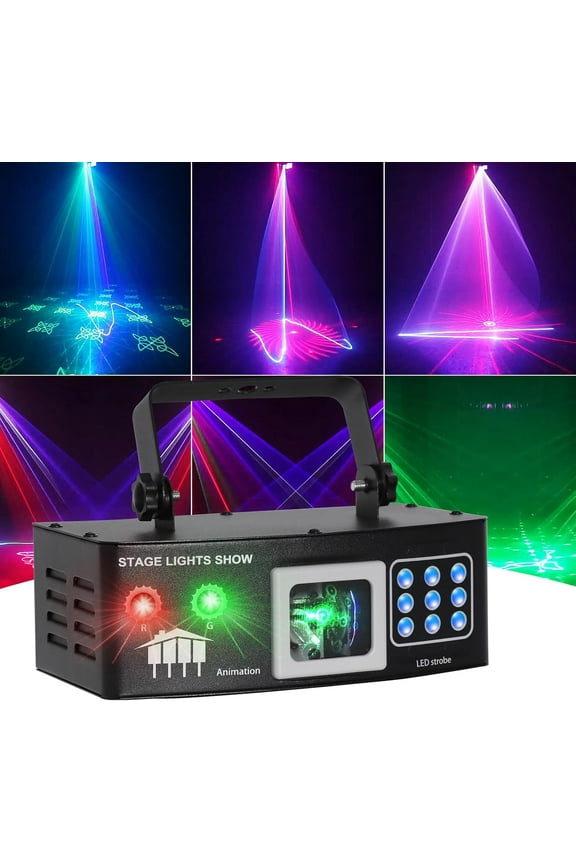 12 Beam LED Rave Light  Sound Activated Party Stage Lighting with Strobe & Moving Beams DJ Disco Stage Light for Parties, Events, Clubs