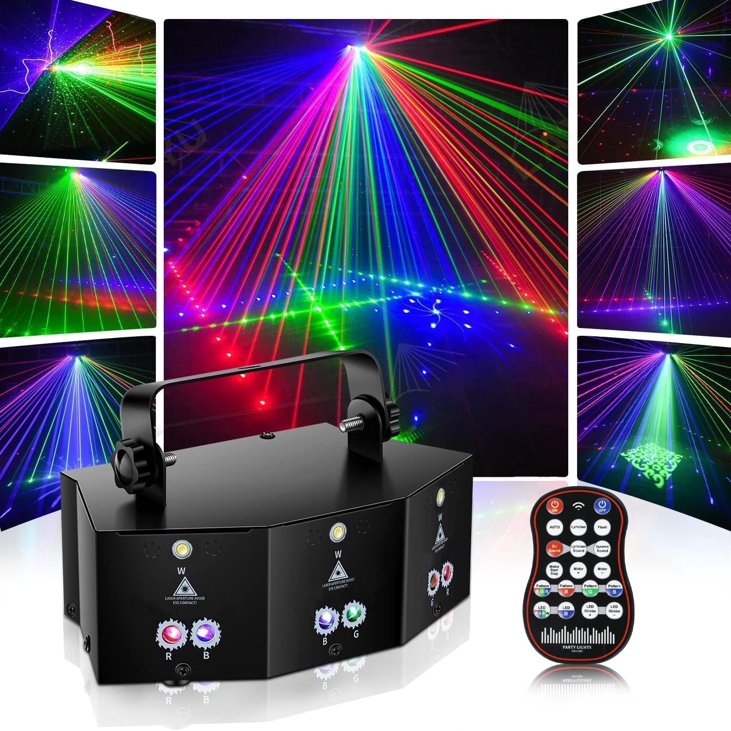 BAKOD 9 Eyes Strobe Party Light, 3-in-1 RGB DJ Disco Stage Light with Remote & Sound Activated, DMX512 LED Beam Effect Light for Parties, Weddings, Clubs & Events