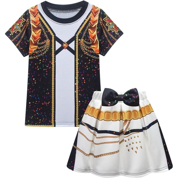 BAKREP Halloween Anime Cosplay Costume, Star Idol Outfit Role Play Princess T-Shirt Skirt Set Halloween Birthday Party Pop Performance Outfits