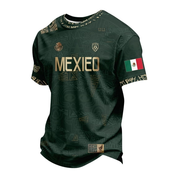 BAKREP Men's Mexico Soccer Fan Jersey T-Shirt, Aztec Eagle Graphic Print Short Sleeve Tee for Fans Sports