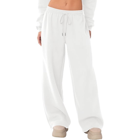 BAKREP Women's Sweatpants Wide Leg Elastic Loose Relaxed Sweat Pants Spring Winter Clothes Baggy Drawstring Joggers with Pockets