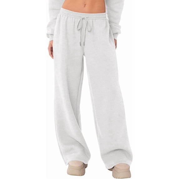 BAKREP Women's Sweatpants Wide Leg Elastic Loose Relaxed Sweat Pants Spring Winter Clothes Baggy Drawstring Joggers with Pockets