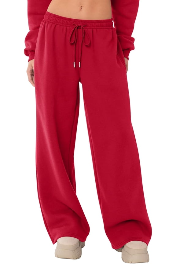 Women's Sweatpants Wide Leg Elastic Loose Relaxed Sweat Pants Spring Winter Clothes Baggy Drawstring Joggers with Pockets