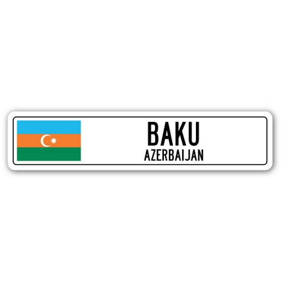 BAKU AZERBAIJAN Street Sign Azerbaijani flag city country road wall gift