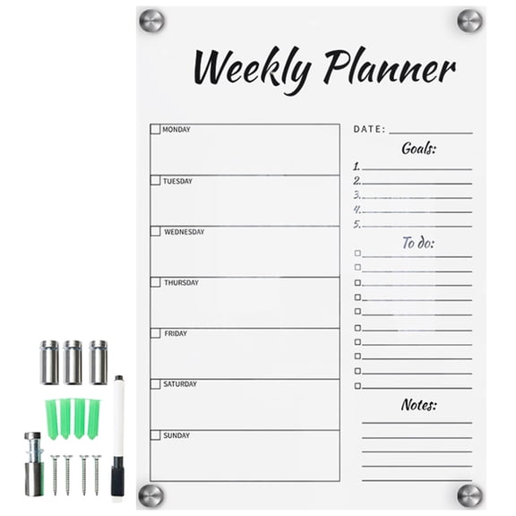 BALAHAPY 1 Set Acrylic Transparent Weekly Plan Memo Board for Restaurant Use 11.8x11.7in
