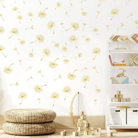 BALAHAPY 1 Set Dandelion Wall Decal Khaki Flower Like Shape PVC Waterproof DIY Dandelion Wall Sticker