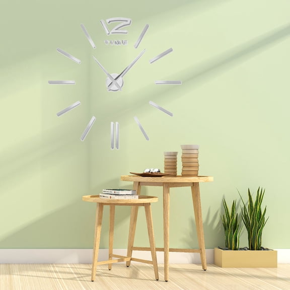 BALAHAPY 1 Set Silver Clock Wall Decor Non Ticking Quiet Operation For Bedrooms