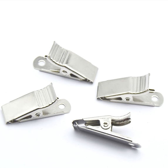 BALAHAPY 100Pcs Metal Badge Clips for ID Card Holder Silver Rectangular ...