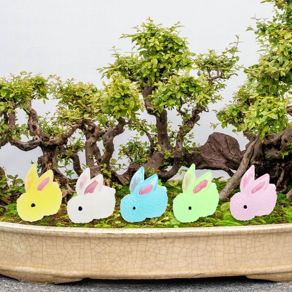 BALAHAPY 12Pcs Miniature Bunny Adornment Luminous Compact Rabbit Figurine for Home Office Potted Plants 1.5x1.2x0.9in