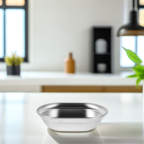 BALAHAPY 1Pcs Silver Stainless Steel Plate for Camping Outdoor Dining 9.04X6.41X2.16in