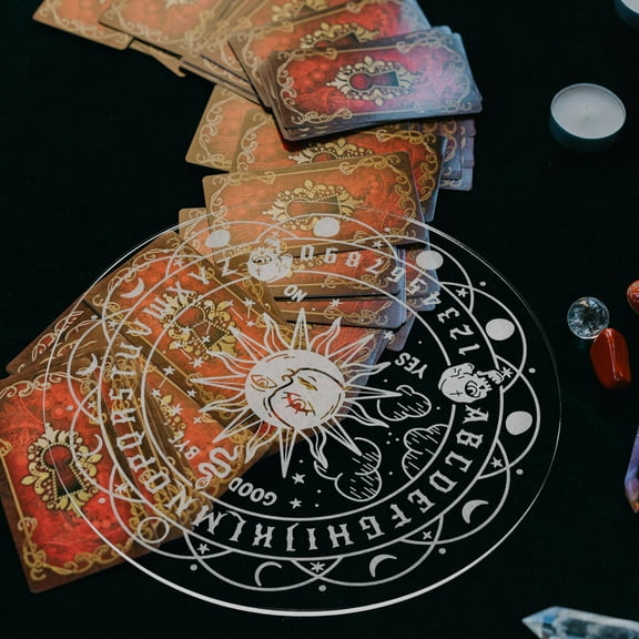 BALAHAPY 1Pcs White Pendulum Board Set With Crystal Tray Design For Altar Decoration And Ritual Purposes 8.6X8.6X0.1In