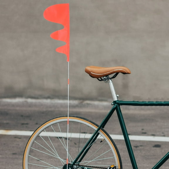 BALAHAPY 1Set Orange Triangle Flags with Pole for Bike Trailers Fiberglass Polyester Weatherproof