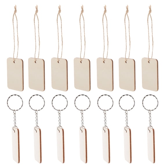 BALAHAPY 201Pcs Blank Keyring for Days Beige Wooden Material