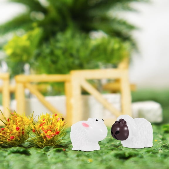 BALAHAPY 30Pcs Mini Farm Animal Figurines Resin Material Decorative Sheep for Potted Plants