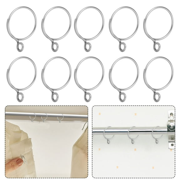 BALAHAPY 36Pcs Metal Curtain Rings for Homeowners Household Users Use Silver Stainless Steel Circle