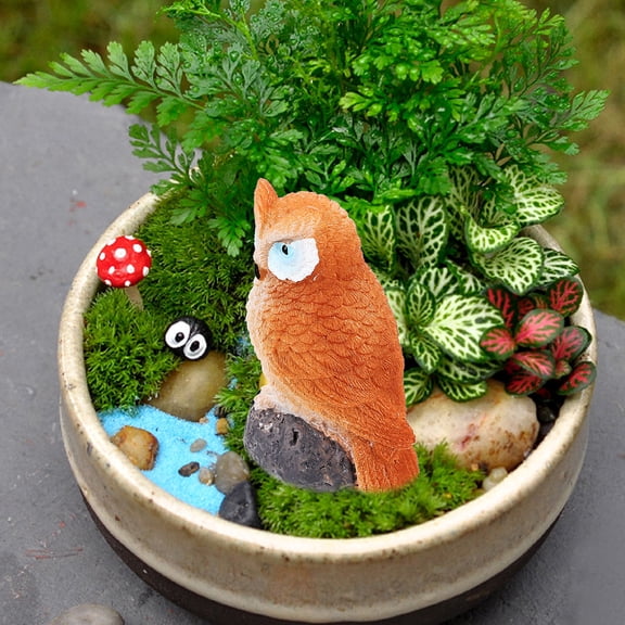 BALAHAPY 4Pcs Mini Owl Statue Owl Figurine for Housewarming present