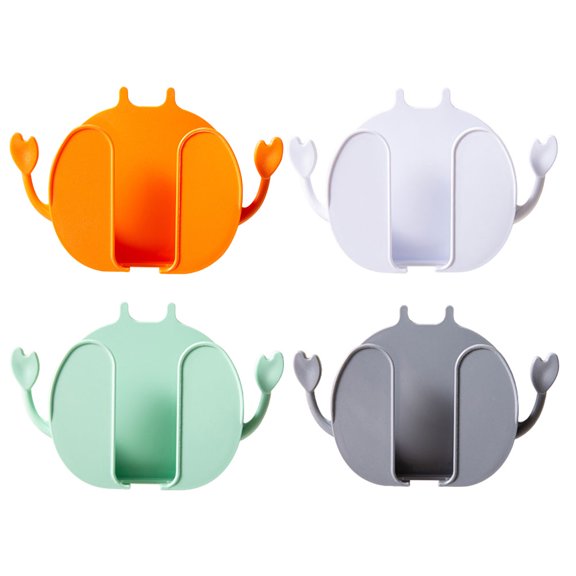 BALAHAPY 4Pcs Wall Mount Remote Holder White for Kitchen and Office Room Organization