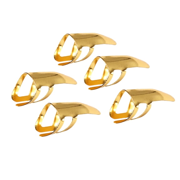 BALAHAPY 5Pcs Portable Golden Stainless Steel Finger Picks For Guitar Ukulele Banjo Tested