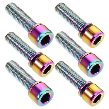 M5x18mm Titanium Bike Stem Bolts – Taper Head With Washers – 6-Piece Set, 6AL/4V