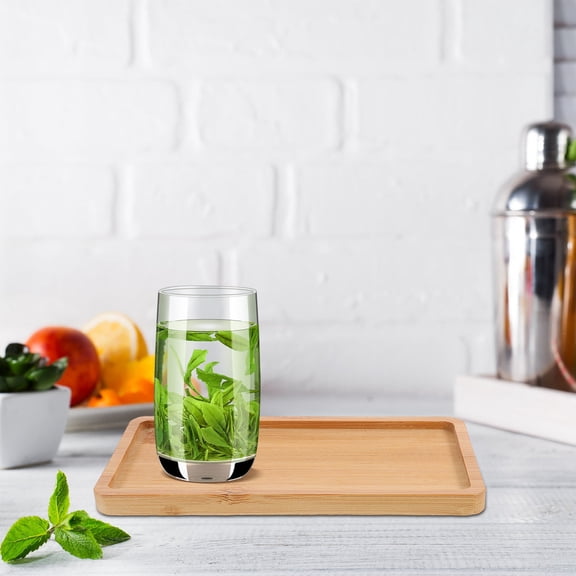 BALAHAPY 6Pcs Wood Serving Tray for Coffee Bar and Table Setting Rectangular Shape 17.60X8.80X1.00CM