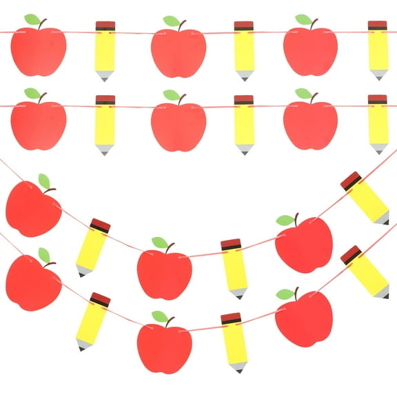 BALAHAPY Back To School Pennant Banner 4Sets Rectangle Paper Signs For Party Classroom Decoration Welcome Ceremony