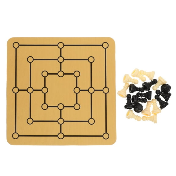 BALAHAPY Nine Mens Morris Chess Game 1Set For Home Entertainment Square Shaped Board Abs And Rubber Made
