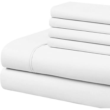BALAJI EXPORT Cal- King Size 6 Piece Sheet Set,600TC, 100% Egyptian Cotton - 18" Deep Pocket Fitted Sheet - White Solid.