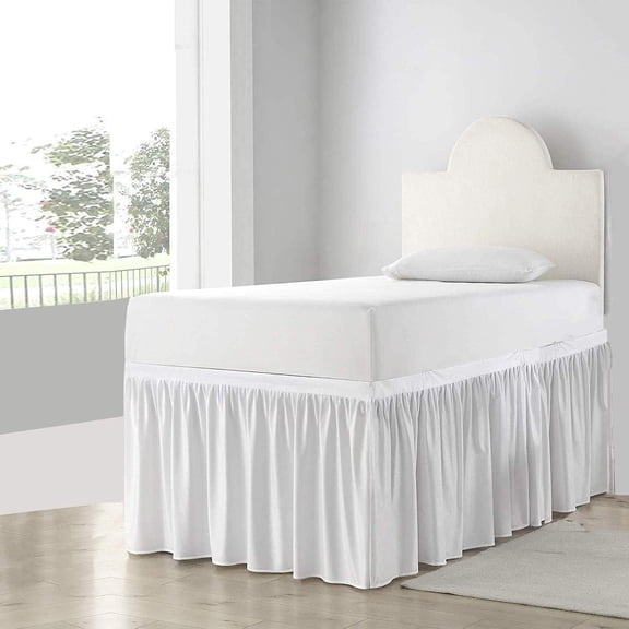 BALAJI EXPORT Dorm Bed Skirt, Ruffled Dorm Size Bed Skirt 100% Microfiber Polyester Fabric - Dorm Bed Skirt Twin XL Size College Dorm Bed Skirt 32" Drop - White Solid.